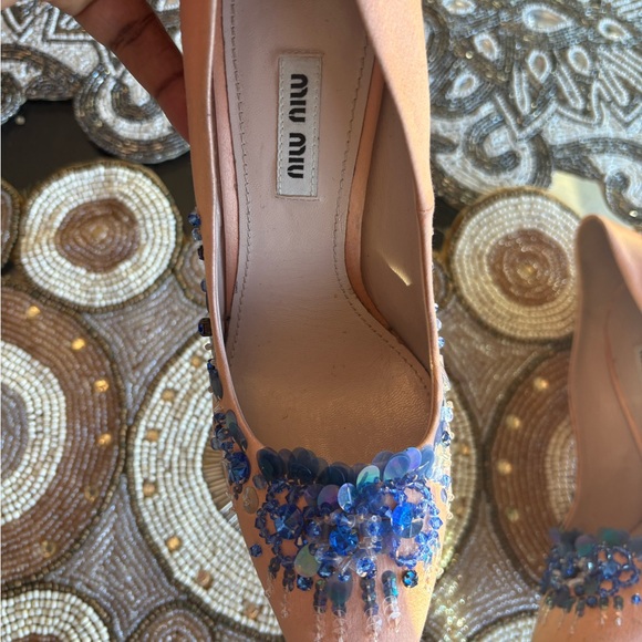 Miu Miu Pink Heels with Blue Embellishments - Picture 3 of 6